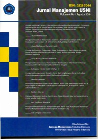 Jurnal manajemen USNI (Agustus 2019, Volume 4)