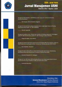 Jurnal Manajemen USNI (Agustus 2020, Volume 5)