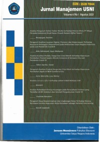 Jurnal Manajemen USNI (Agustus 2021, Volume 6)